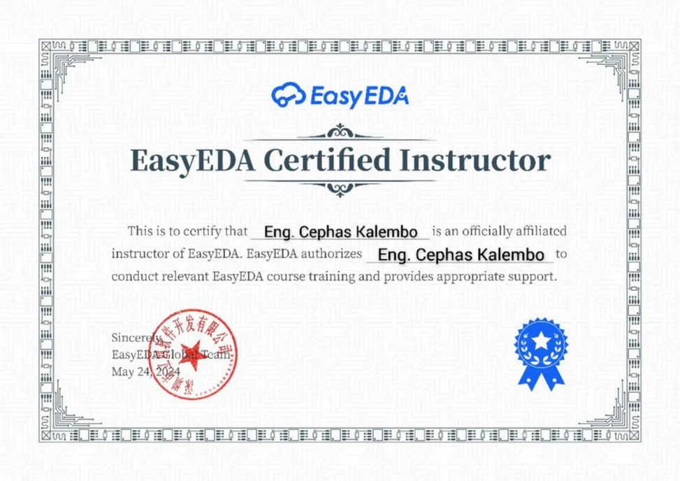 EasyEDA Certified Instructor certificate