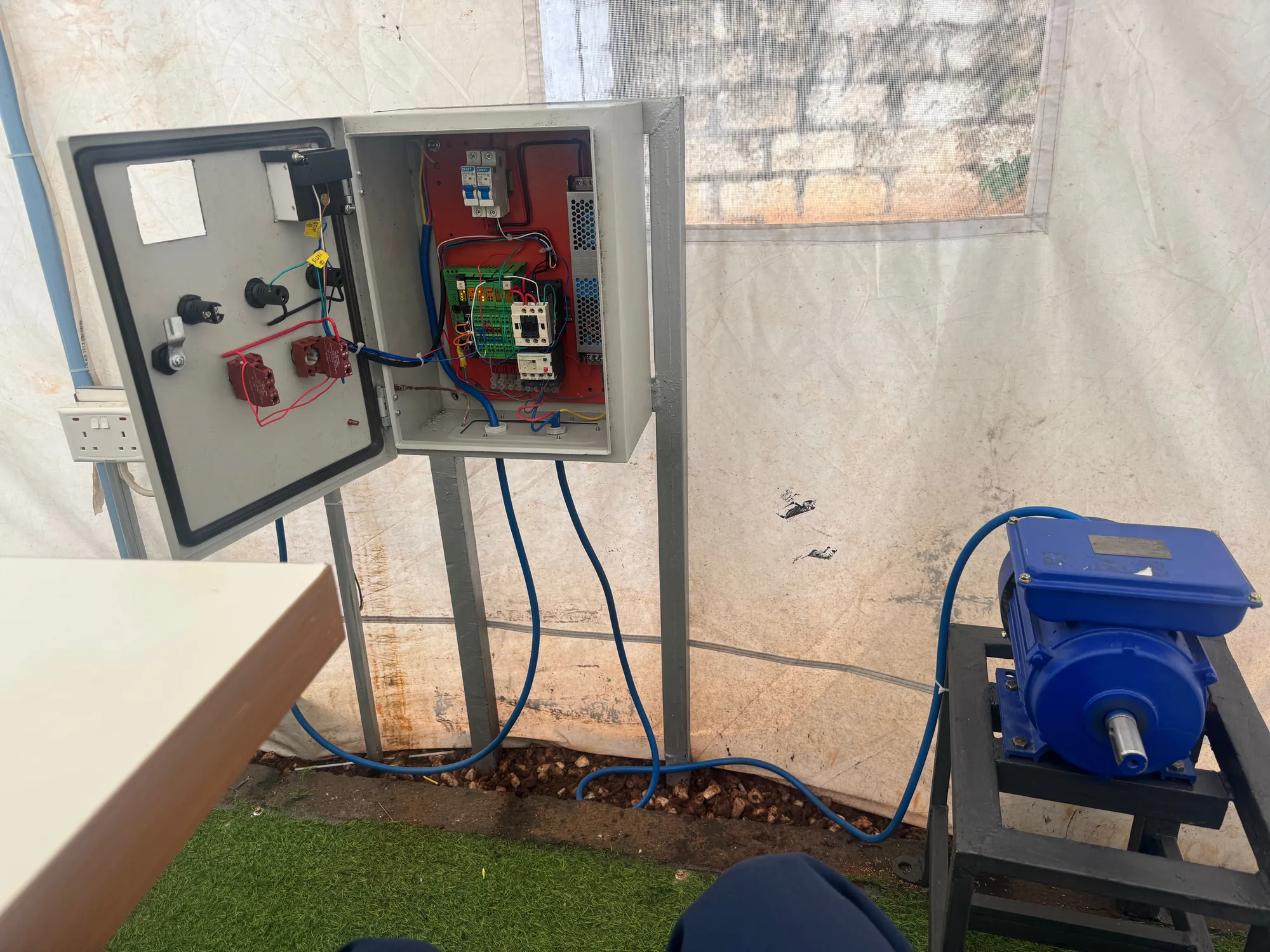 Three-phase motor on the HCS control-panel test rig