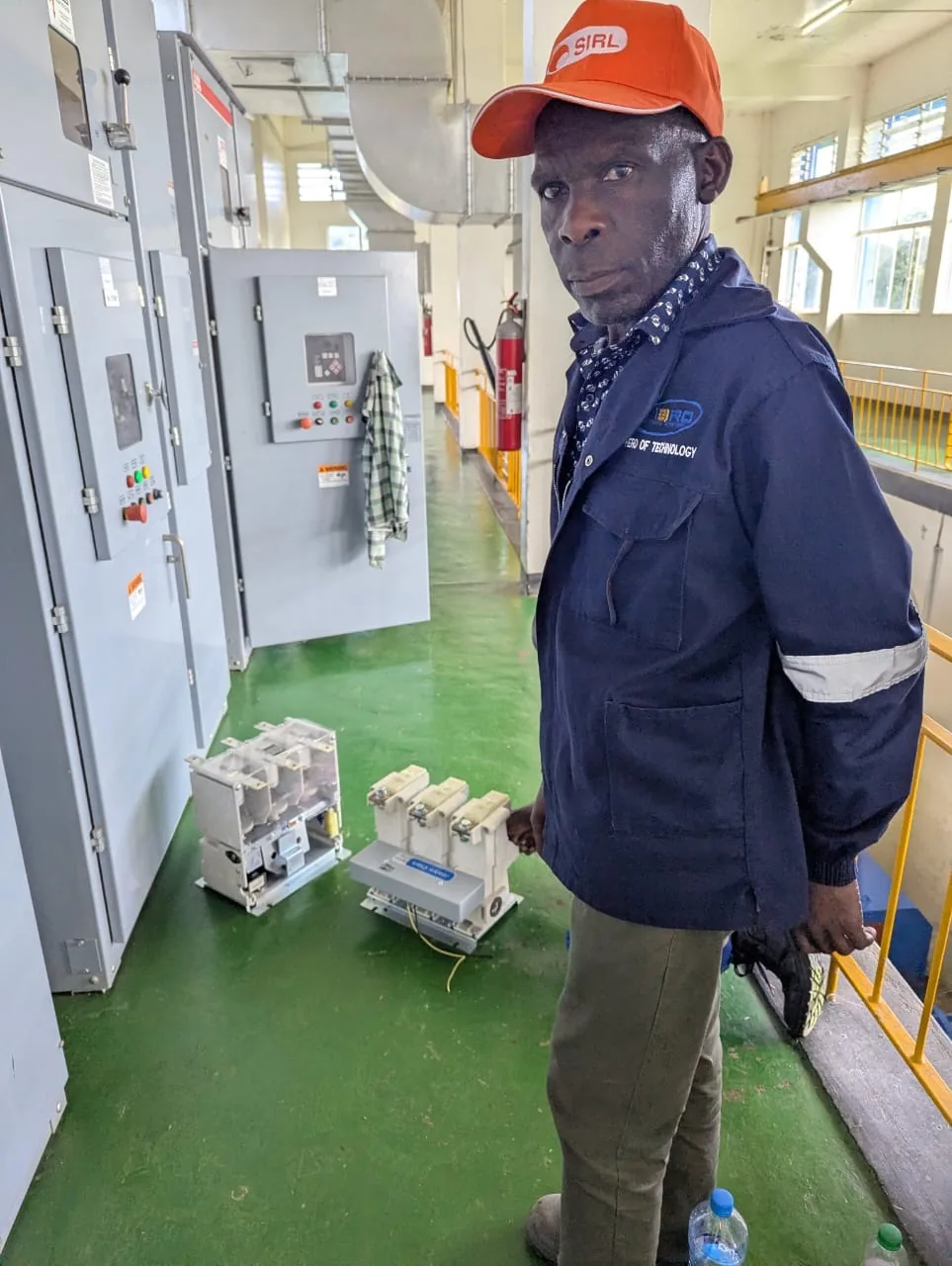 Technician in a client plant room Technician in a client plant room