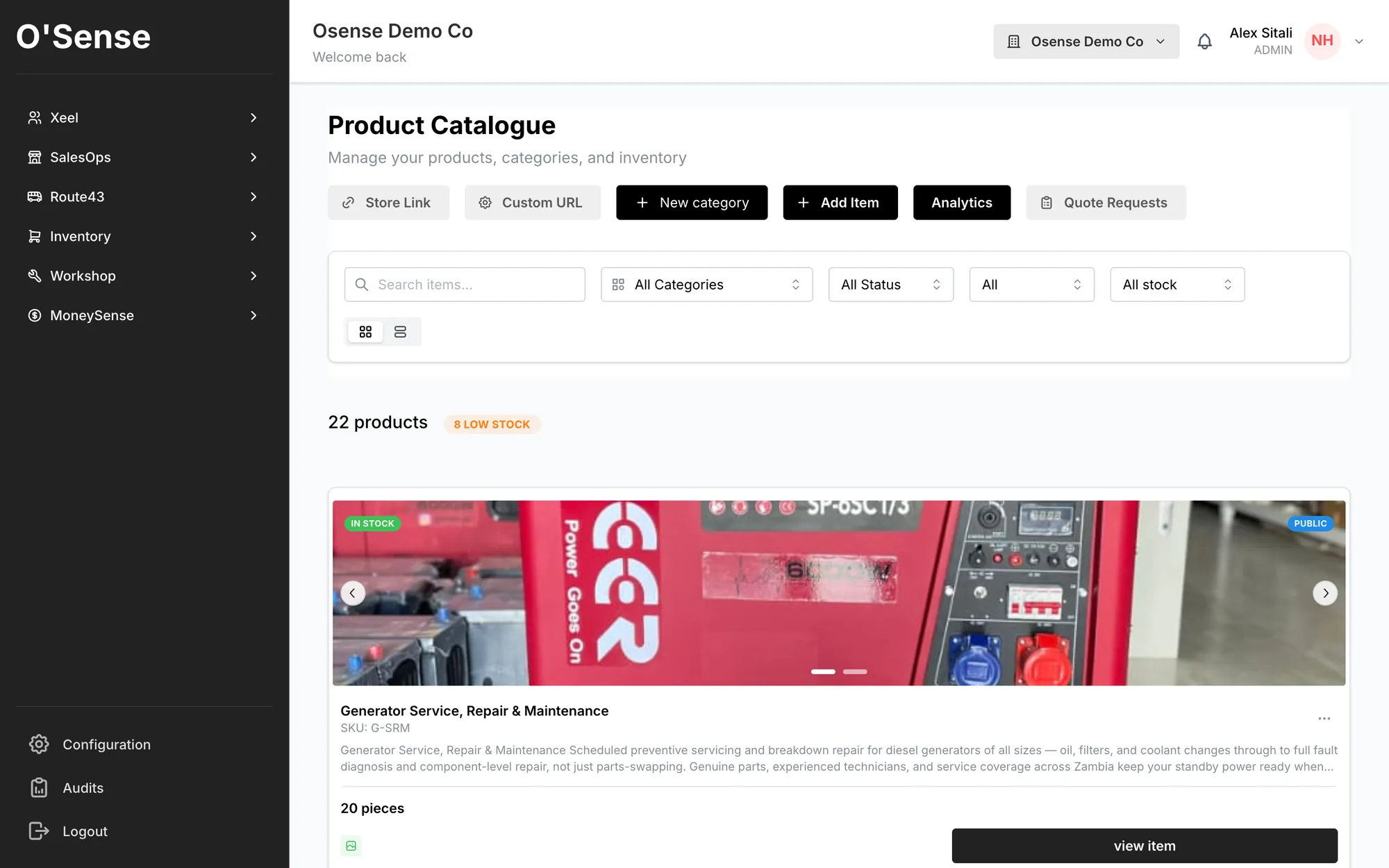 Inventory product catalogue