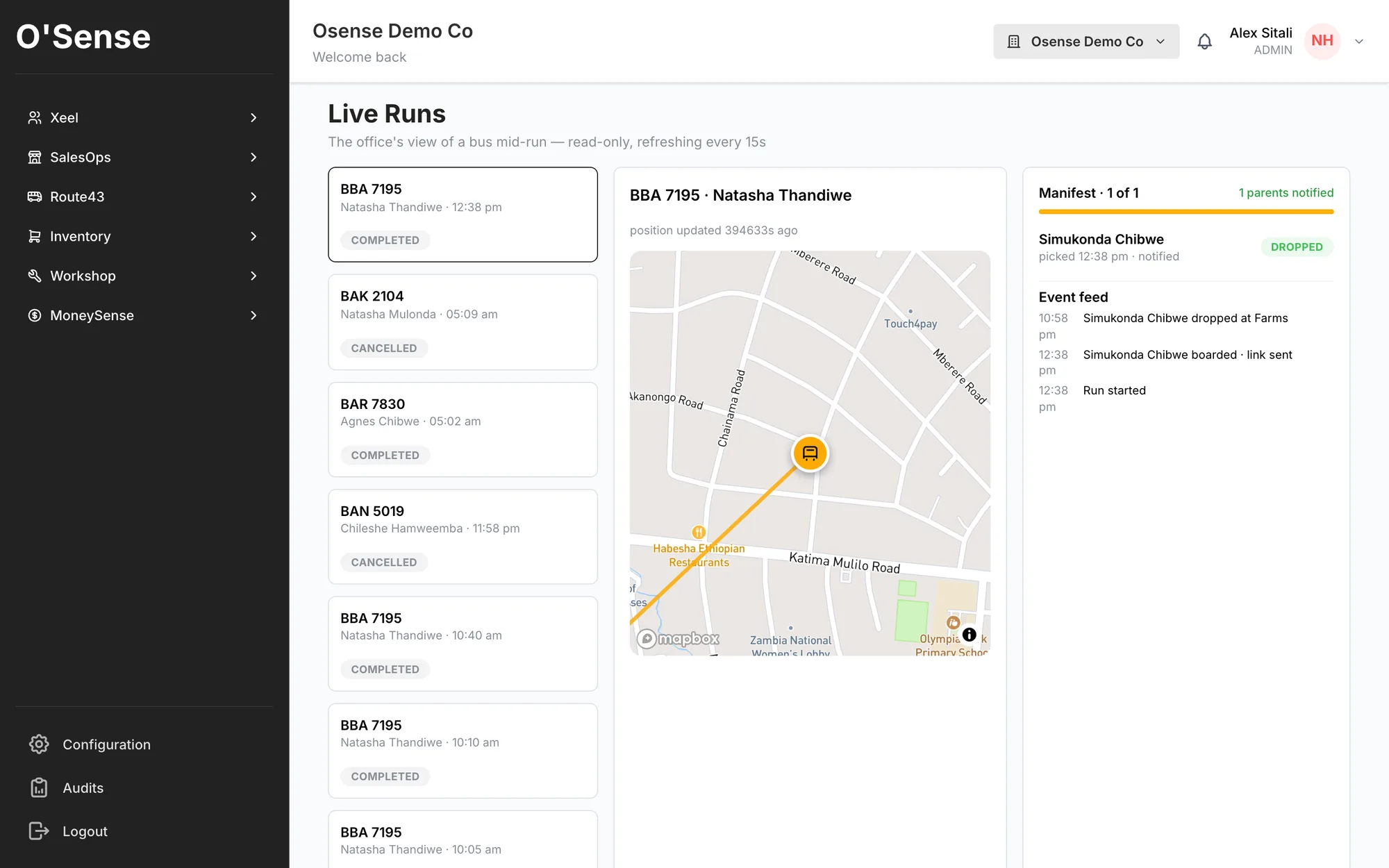 Route43 live school-bus tracking map