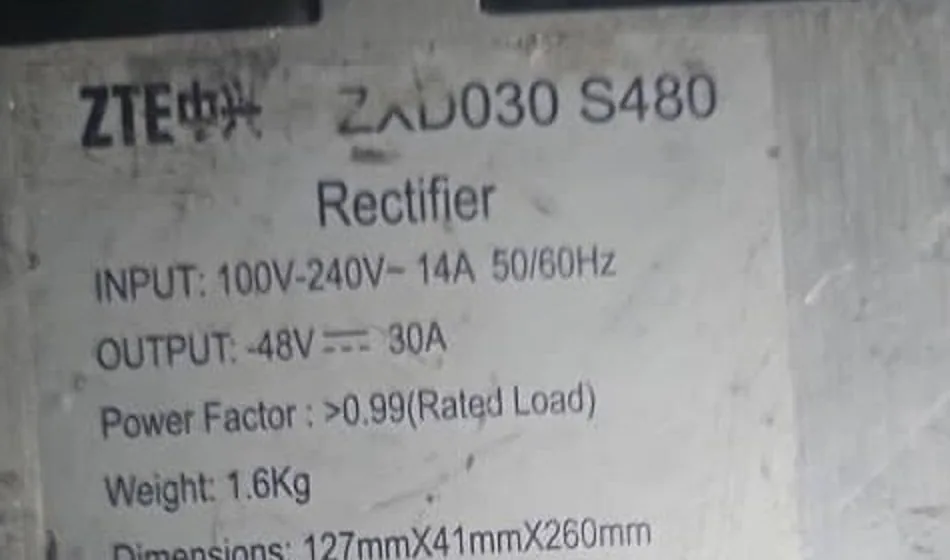 ZTE ZXD030 S480 nameplate